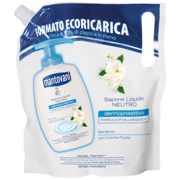 Mantovani Sapone Liquido Ricarica Busta 750ml Gardenia