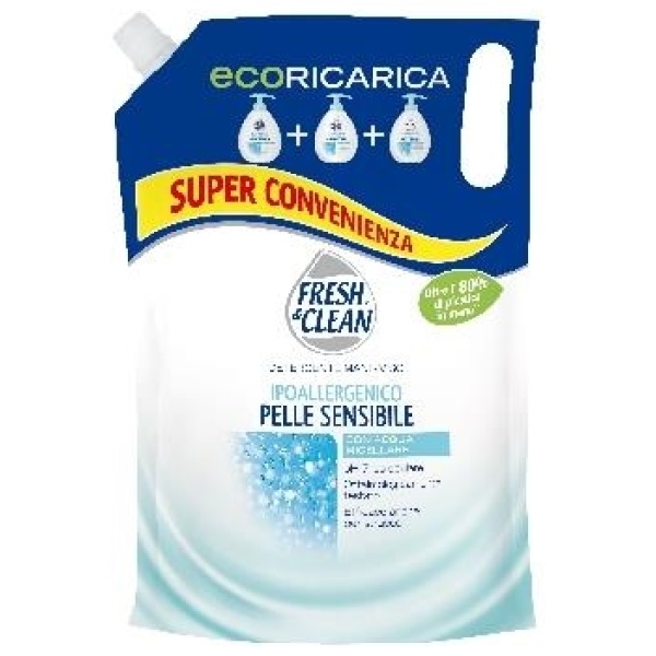 Fresh & Clean Sapone Liquido Busta 900ml Ipoallergenico Pelle Sensibile