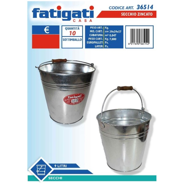 Fatigati Secchio Zincato 9lt. (36514)