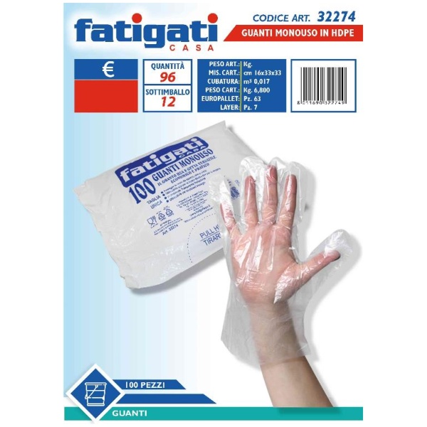 Fatigati Guanti Monouso 100pz HDPE (32274)