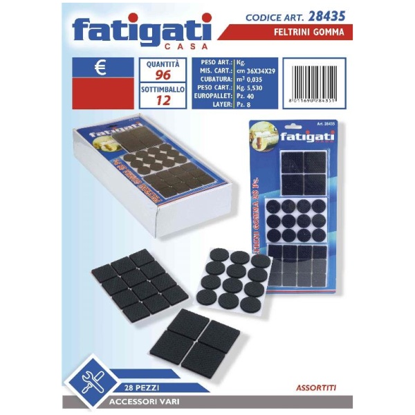 Fatigati Feltrini Gomma x 28 Pezzi Assortiti (28435)