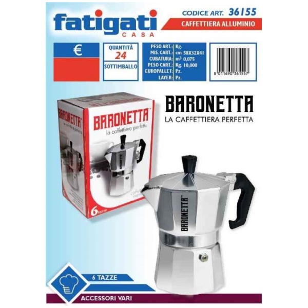 Fatigati Caffettiera Baronetta Alluminio 6tz (36155)