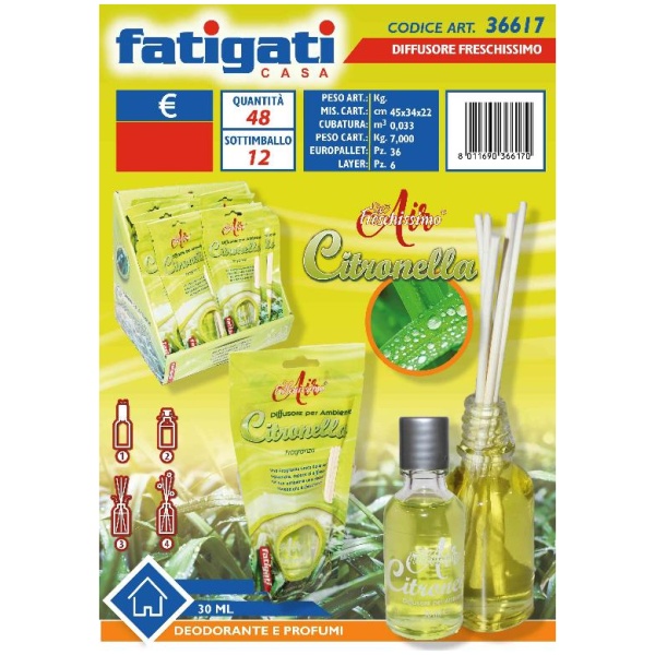 Fatigati Air Freschissimo Diffusore Ambiente Citronella 30ml (36617)