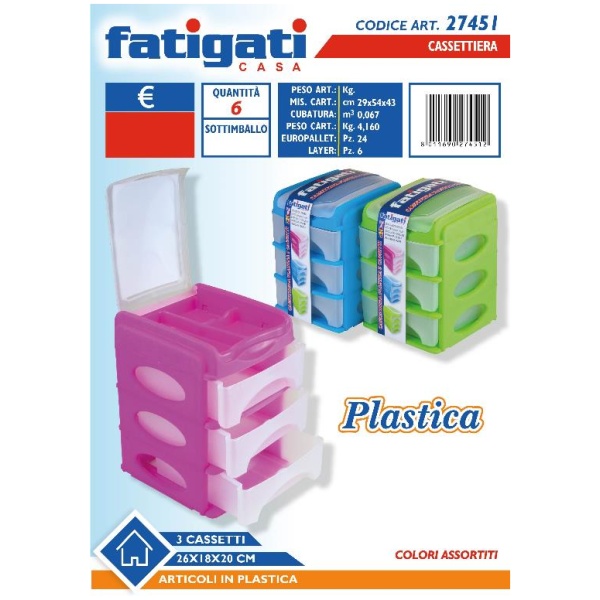 Fatigati Cassettiera Plastica 3 Cassetti (27451)