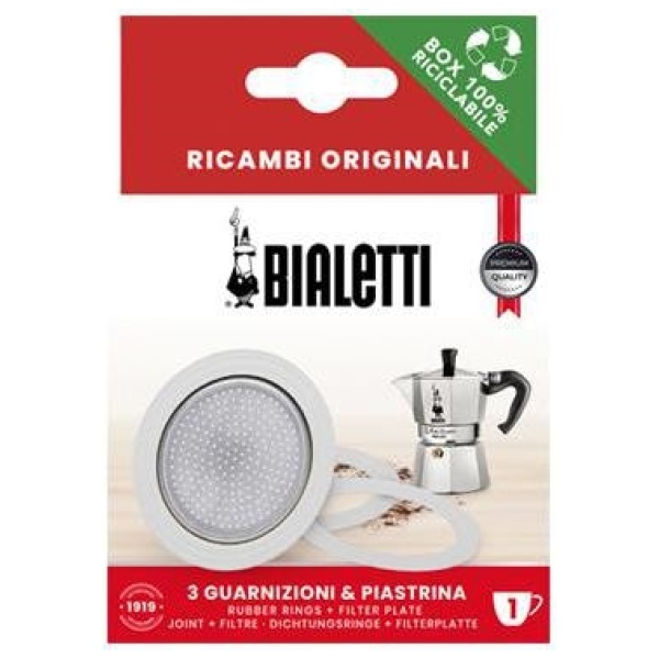 Bialetti 3 Guarnizioni + Piastrina 1 Tazza