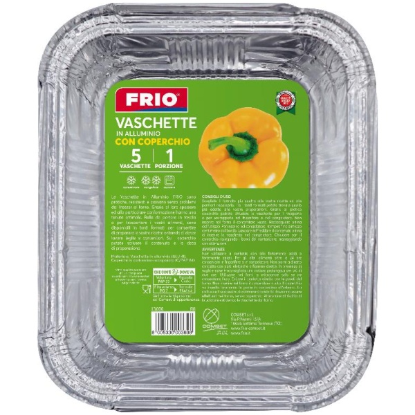 Frio Vaschette Alluminio con Coperchio 1 Porzione R8 x 5