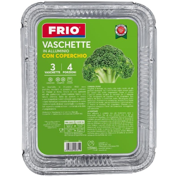 Frio Vaschette Alluminio con Coperchio 4 Porzioni R11 x 3