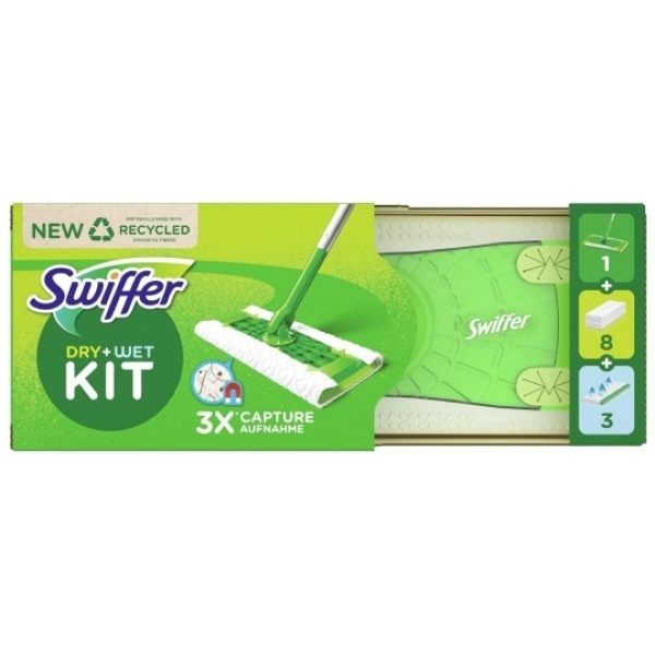 Swiffer Starter Kit + 8 Panni Dry + 3 Panni Wet