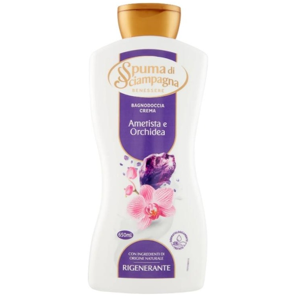 Spuma di Sciampagna Bagno 650ml Rigenerante Ametista e Orchidea