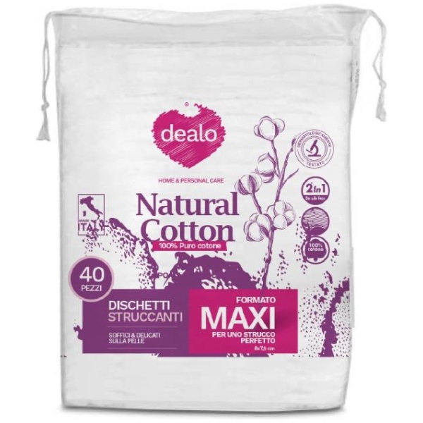 Dealo Natural Cotton Quadrotti Struccanti Maxi x 40