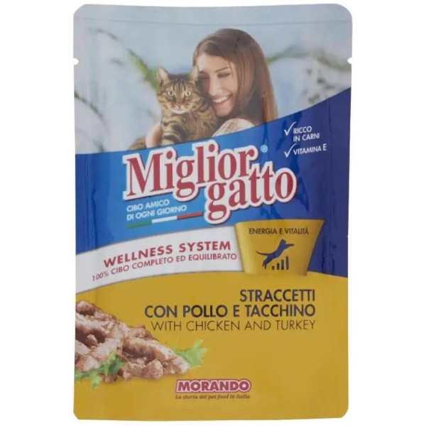 Miglior Gatto Straccetti 100gr Pollo e Tacchino