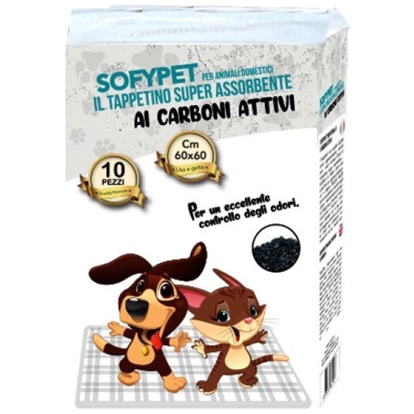 Sofypet Tappetini Animali Carboni Attivi 60x60 x 10pz