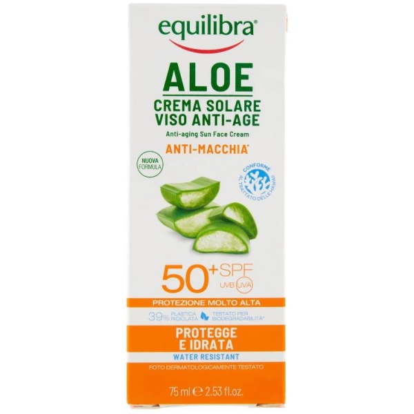 Equilibra Aloe Crema Solare Viso Anti-Age Anti-Macchia 75ml SPF50+