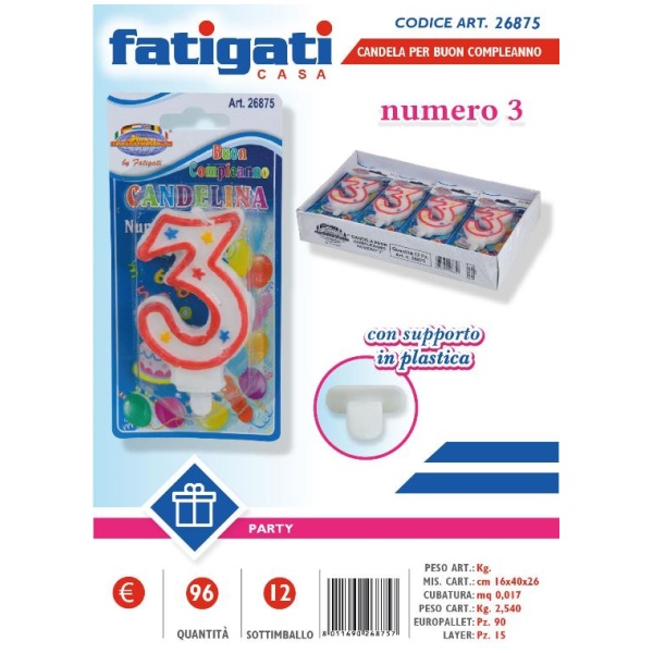 Fatigati Candelina Party Numero 3  (26875)