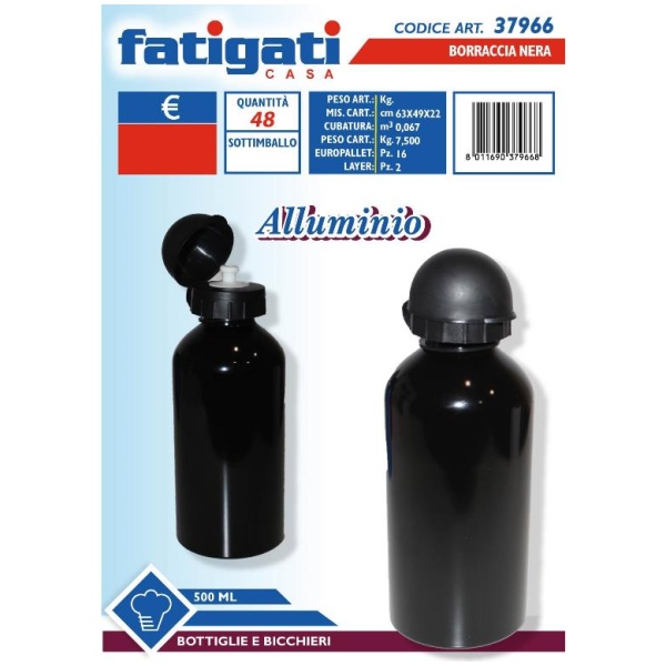 Fatigati Borraccia Alluminio Nera (37966)