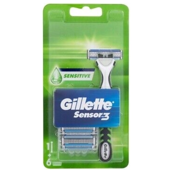 Gillette Sensor3 Sensitive Rasoio + 6 Ricambi