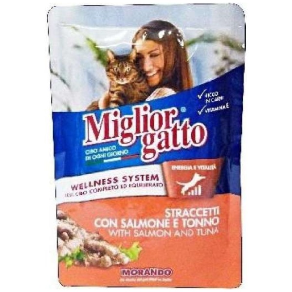 Miglior Gatto Straccetti 100gr Salmone e Tonno