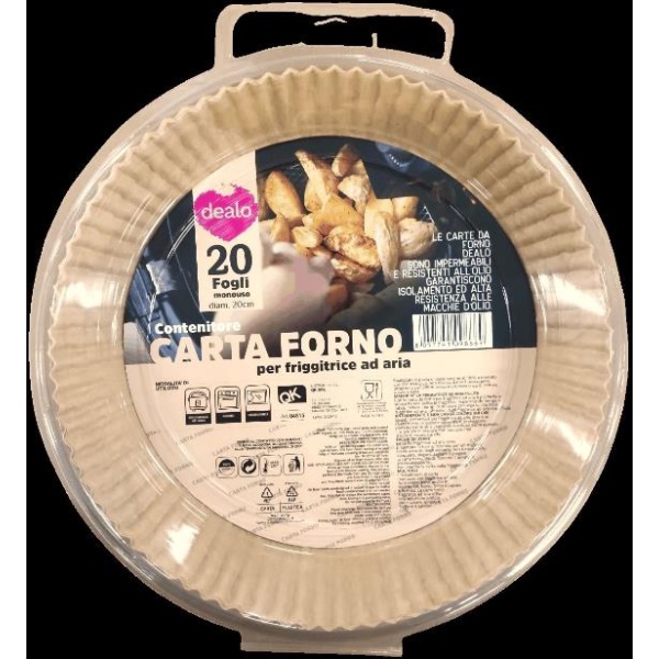 Dealo Cestelli Friggitrice Aria in Carta Forno 20cm x 20 Fogli