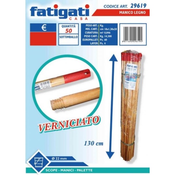 Fatigati Manico Legno Verniciato 130cm (29619)